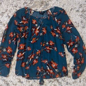 Jessica Simpson Teal and Red Floral Blouse women’s medium